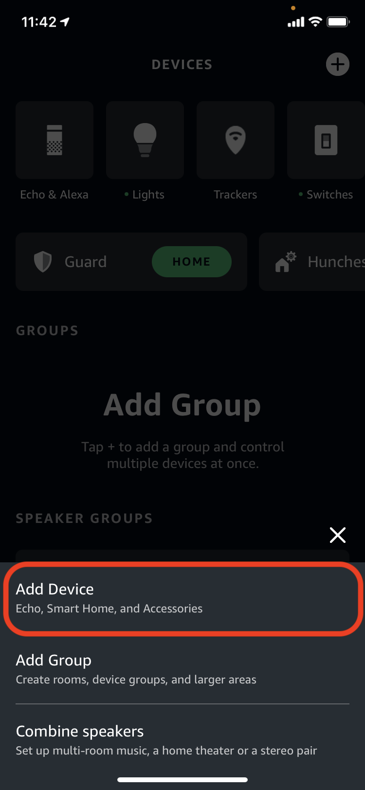 Screenshot: "Add Device" button