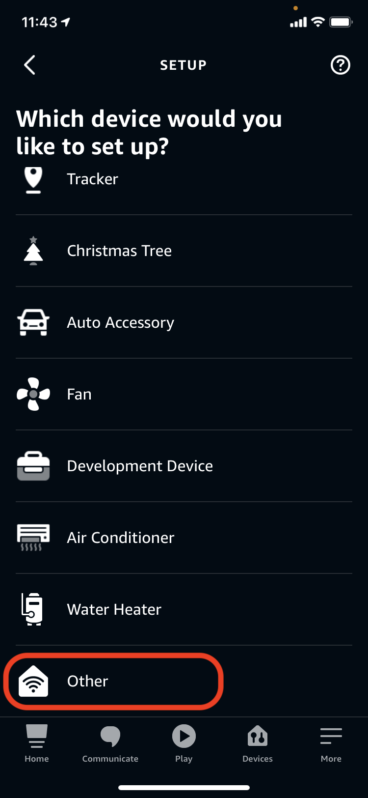 Screenshot: "Other" in list