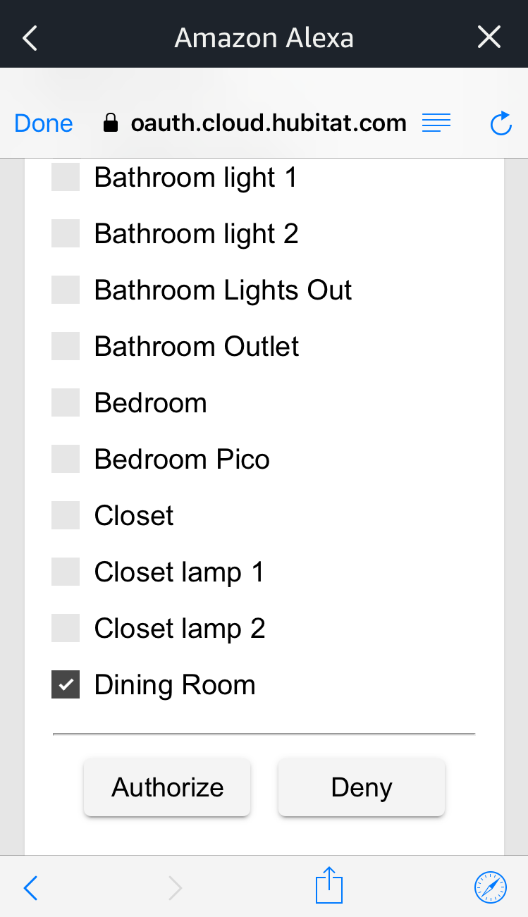 Screenshot: Selecting devices to authorize