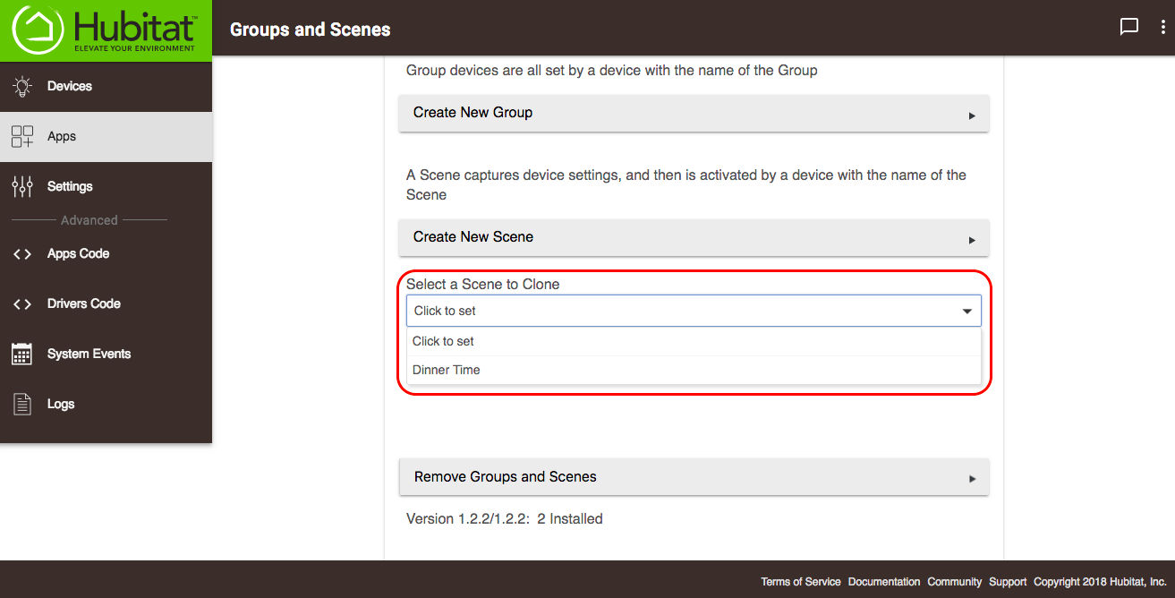 Screenshot of "select a scene to clone"