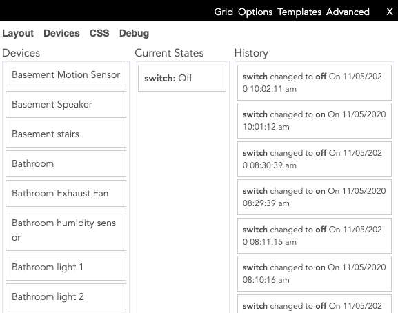 Screenshot - Dashboard advanced device slist