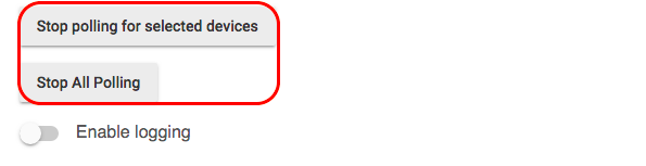 Screenshot of "Stop polling for selected devices" and "Stop All Polling" buttons