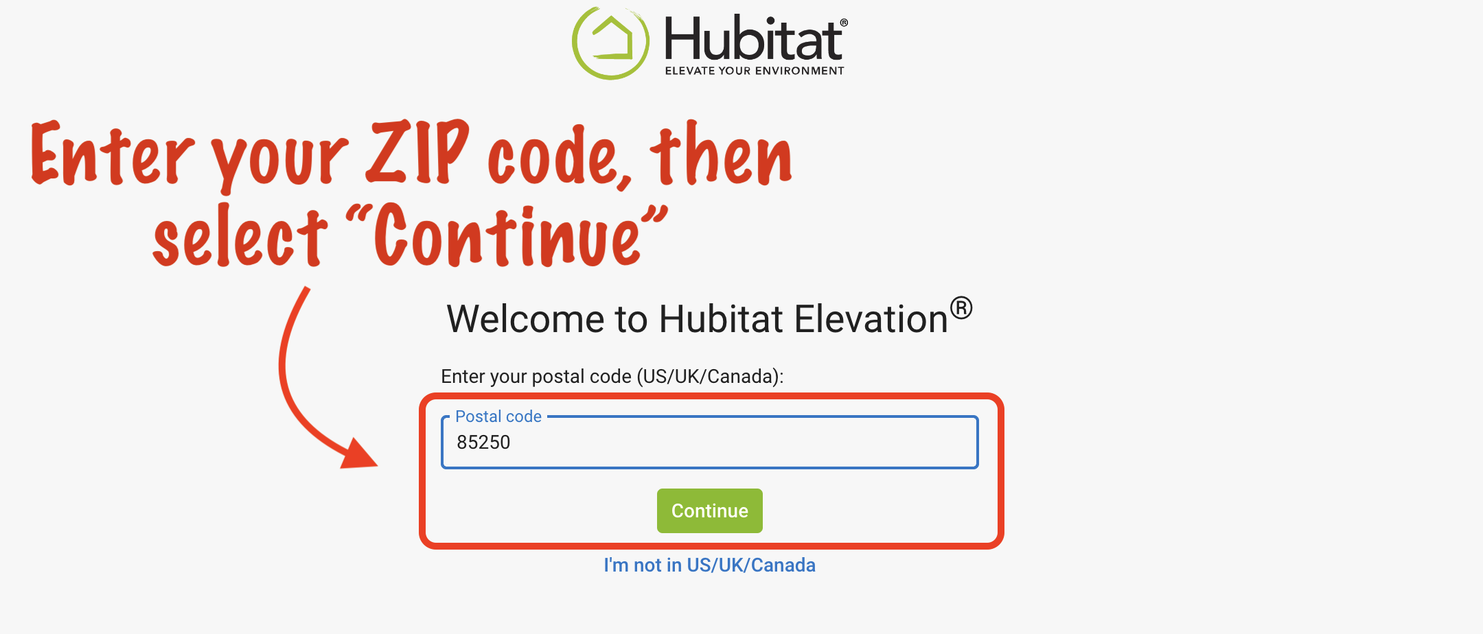 Screenshot: Provide postal code