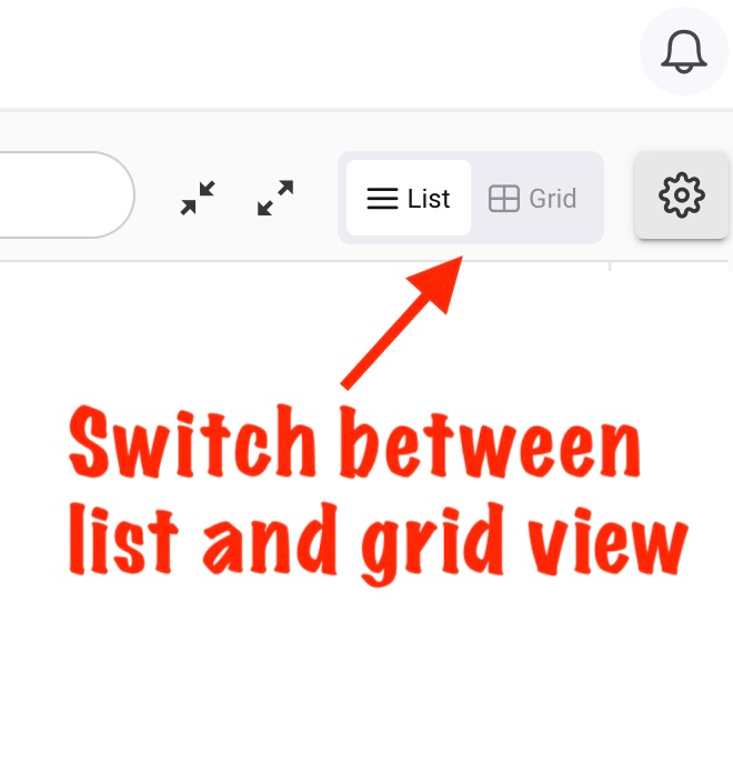 Screenshot of "List View" icon above devices list
