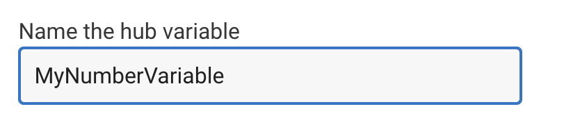 Screenshot of "Name the hub variable" prompt